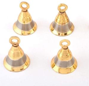 Campana de latón pequeña hecha a mano con acabado en dos tonos, campanas de viento decorativas únicas, artesanías de Metal, tamaño de dos pulgadas - Product Image 1