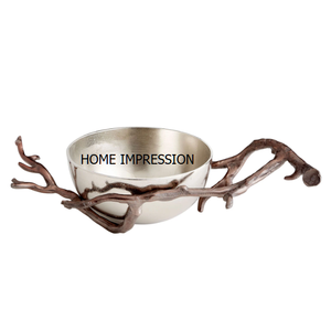 Nuevo diseño de tendencia, plato de servir de metal, cuenco de plato de metal con borde redondo y cuentas doradas a precio mayorista - Product Image 6