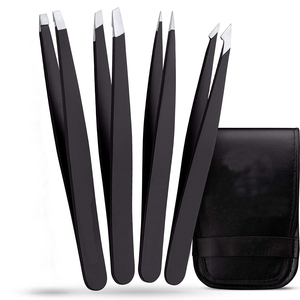 Eyebrow Tweezers Set with Faux Leather Case/ Tweezers for Plucking Eyebrows / Professional Eyebrow Tweezers - Product Image 1