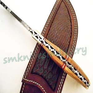 Hecho a mano de acero de Damasco de caza rastreador cuchillo hermosa vaca mango de madera cuchillo (smk1702) - Product Image 4