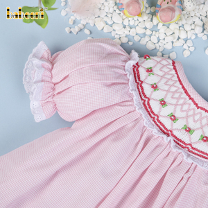 งานปักลายดอกไม้เรขาคณิตสำหรับชุดเดรสเด็กผู้หญิงแบบสม็อค และสม็อคสำหรับเด็ก ODM ขายส่งเสื้อผ้าเด็กแบบสม็อค - BB2708 - Product Image 4