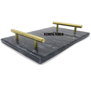 ถาดเสิร์ฟหินอ่อนบนโต๊ะจานทำมือคุณภาพสูงสไตล์คลาสสิกขายดีเครื่องใช้บนโต๊ะอาหารจานเสิร์ฟหินอ่อนใหม่สไตล์แฟนซี - Product Image 4