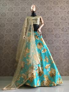 Moda Kanjivaram seda digital impreso lehenga choli con dupatta ropa de boda precio al por mayor Ropa Étnica étnica Shalwar Kameez - Product Image 4