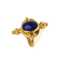 Meilleure qualité de pierre précieuse Lapis Lazuli faite à la main bijoux indiens plaqué or de créateur bague en laiton bijoux pour femmes et bague