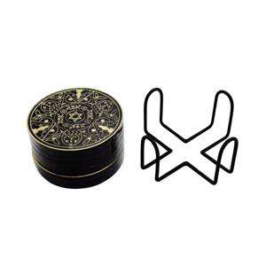 Custom Deep Etched Brass Coaster with Novelty Design <b>Wood</b> Base Mat & Pad for Home Office or Kitchen Table Gifting - Product Image 1