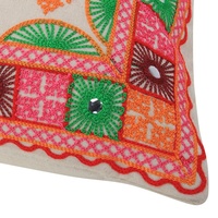 Housse de coussin de canapé Brazeal Studio, artisanale indienne, motif géométrique ethnique multicolore, 100% coton, 40 cm x 40 cm, personnalisation