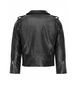 Chaqueta de motorista Unisex, color negro azabache 100%, cuero Fox, cierre, disponible en todos los colores - Product Image 3
