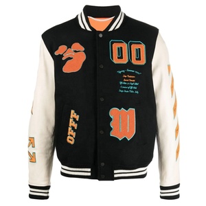 Veste universitaire personnalisée avec logo de designer, col montant, style décontracté, en laine/soie, unisexe, pour l'hiver - Product Image 1