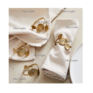 Rond de serviette couleur or en aluminium de conception classique pour dessus de table à manger rond de serviette décoratif au meilleur prix - Product Image 3