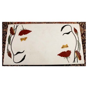 Handmade Marble Beautiful Inlay <b>Work</b> Rectangular <b>Table</b> Top - Product Image 1