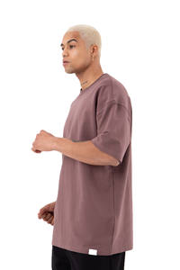 Camiseta básica 100% de algodón orgánico para hombre, camiseta de manga corta con cuello redondo de color ciruela, de gran tamaño, nueva tendencia, 2022 - Product Image 2