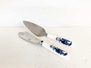 <b>Cake</b> Knives and Server Set in Stainless Steel with Blue Acrylic Handle Perfect for <b>Wedding</b> Tabletop Cutlery and Silverware - Product Image 3