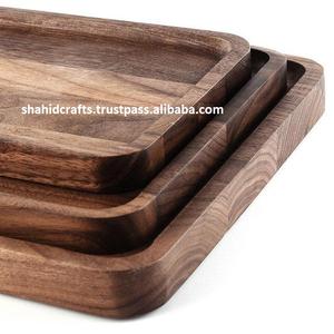 Huiran — plateaux de service en bois d'acacia, manche ronde, rectangulaire, carrée, manche en métal et sans poignée, nouveaux Designs - Product Image 4