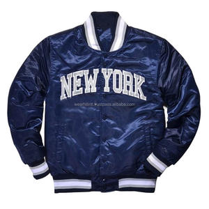 Chaqueta Bomber de invierno para hombre, ropa de calle con Logo personalizado bordado con letras, Justin Bieber, chaqueta de satén - Product Image 1