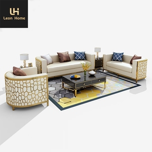 Canapé morden personnalisé, ensemble salon, cadre en acier inoxydable or, ensemble canapé de luxe en velours - Product Image 5