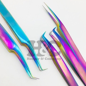 Pince à épiler arc-en-ciel en acier inoxydable personnalisée pour extension de cils pointes de volume en fibre durable vison - Product Image 5