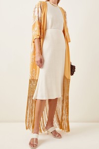 Veste kimono brodée à fleurs en soie, magnifique tenue vintage en Bronze, style bohème, tendance, - Product Image 4