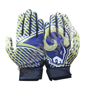 Gants de football américain en cuir synthétique personnalisé imprimé en silicone avec paume collante impression par sublimation main supérieure - Product Image 6
