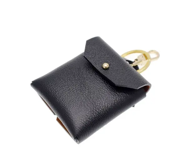 Small classic black leather coin holder/case/purse