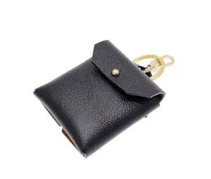Small classic black leather coin holder/case/purse