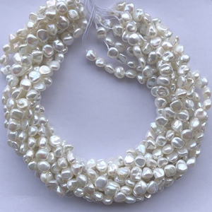 Perlas de Agua Dulce Naturales de Color Blanco Brillante de 8 mm y 10 mm, Grado AAAA, Certificadas por IGI, Perlas Barrocas Sueltas en Hilo - Product Image 1