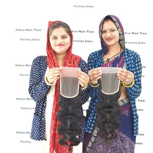 Commandez en ligne maintenant des extensions de cheveux humains vierges bruts alignés sur les cuticules, de type Bodywave, avec fermeture en dentelle 5*5, cheveux indiens naturels, par Export - Product Image 1