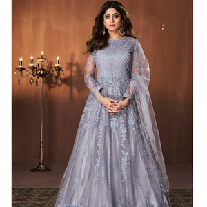 Prsenting Mới Miễn Phí Kích Thước Bộ Sưu Tập Bướm Lưới Với Công Việc Thêu Nặng Áo Choàng Anarkali Dài Với Bộ Sưu Tập Màu Sắc Độc Đáo - Product Image 1