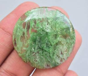 Cabochon de Quartz vert naturel, Quartz, mousse de jardin, pierre précieuse, vente en gros, naturel, fraise - Product Image 2