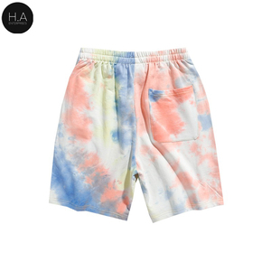2021ที่มีคุณภาพสูงถนนแฟชั่น300gsm กางเกงขาสั้นผู้ชาย Unisex แนวโน้มแฟชั่นมัดย้อมกางเกงขาสั้น - Product Image 2