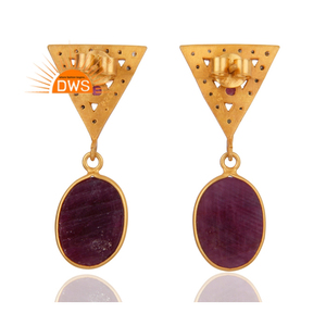 Pendientes de plata de ley 925 con piedra de rubí Natural, joyería de boda - Product Image 3