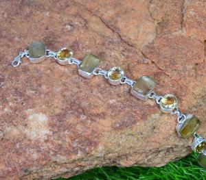 High Quality 925 Sterling Silver Cuff Bracelet 8\" Long Natural Yellow Citrine Oval Cut Stone Gold Plated for Parties <b>Birthdays</b> - Product Image 2