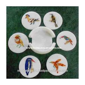 ชุดที่รองแก้วชาหินอ่อนขัดเงาลายดอกไม้ออกแบบด้วยมือสำหรับตกแต่งบ้านของขวัญวันขอบคุณพระเจ้า - Product Image 1