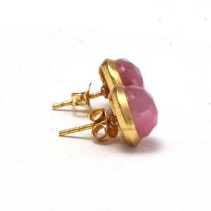 Pendiente de GEMA de cuarzo Monalisa rosa de grado Natural, Plata de Ley 925, chapado en oro de 18 quilates, compromiso hecho a mano, fiesta de boda - Product Image 3