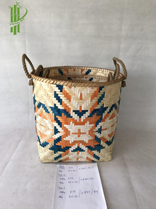 Handwoven Bamboo Storage Basket <b>Wicker</b> Organizer <b>Bin</b> with Rope Handles for Kitchen Living Room Bedroom - Product Image 1