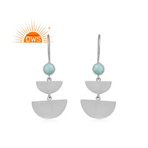 Arc-en-ciel pierre de lune pierre précieuse boucle d'oreille Texture Designer argent boucle d'oreille en gros à la main boucle d'oreille fabricant de bijoux personnalisés - Product Image 1