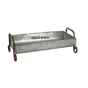 Plateau de service en acier inoxydable, avec poignée de corde, nouveau plat de service fait à la main à la mode, bonne qualité, plateau ovale galvanisé - Product Image 4