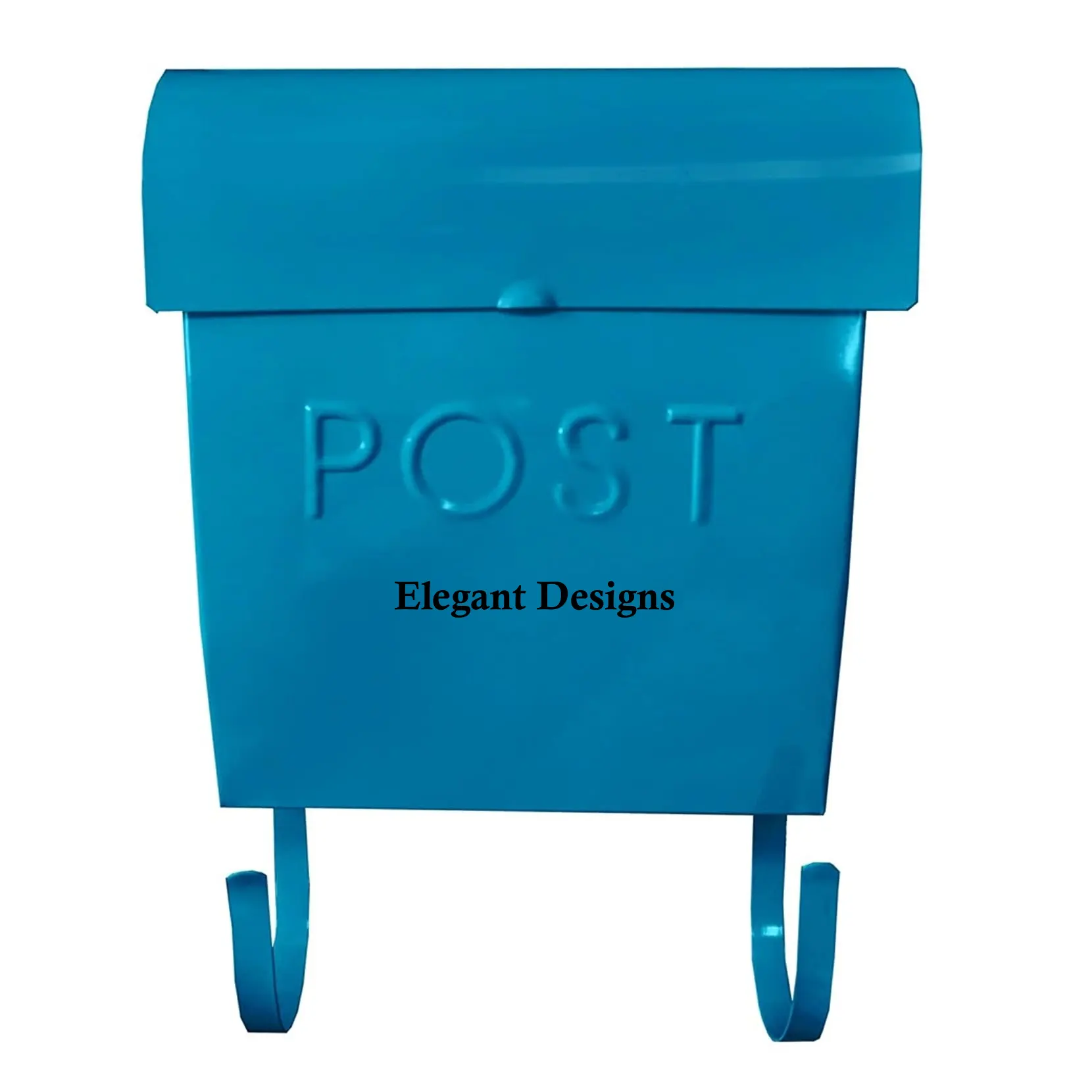 Mavi toz kaplı galvanizli posta kutusu kare şekli el yapımı posta kutusu ucuz hint şık fantezi duvara monte posta kutusu