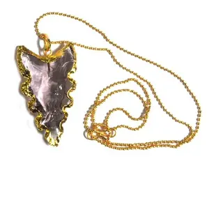 Colar de borda serrilhada de vidro rosa-comprar de flechas naturais agate tipo diferente de flechas