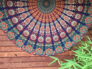 Tapisserie Mandala Round Round Hippie Beach Throw Boho Yoga Mat Bohème Coton Nappe 72 ''Serviette Tapisseries Décor Ethnique - Product Image 2