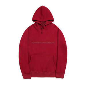 High Quality Dark <b>Red</b> Color Cotton Fleece Customized Embroidery Unisex Oversized Gym Pullover <b>Hoodie</b> - Product Image 1