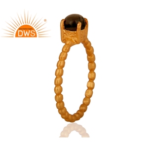 Handmade Smoky <b>Quartz</b> Bezel Setting Gemstone Stackable <b>Ring</b> 925 Sterling Silver 18k Gold Plated Party Jewelry - Product Image 2