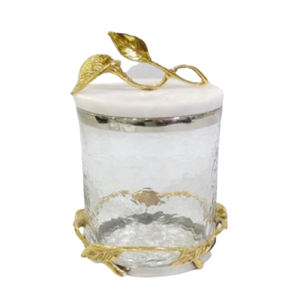 Couvercle en laiton antique, boîte en verre de luxe - Product Image 1