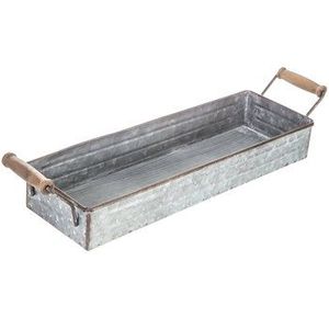 Plateau galvanisé rustique à 2 niveaux, poignée métallique Vintage de ferme, plateau de service de rangement en fer - Product Image 4