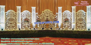 Scène de mariage asiatique avec cabas paisley, décor de scène de mariage sud-indien, réception de mariage, pilier en Fiber - Product Image 5
