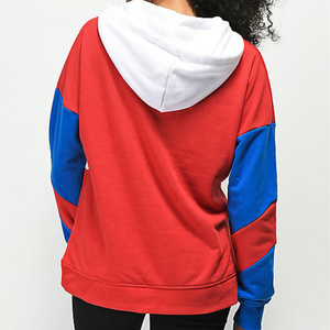 Sudadera con capucha de manga larga con detalle de cordón de bloque de Color para mujer Sudadera con forro bordado estampado OEM de talla grande para invierno Talla XL - Product Image 3