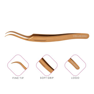Gold Snake Curved Eyelash Extension Tweezer Middle Cut Private Label, Eyelash Extension Tweezer in Gold Color Snake Shape - Product Image 1