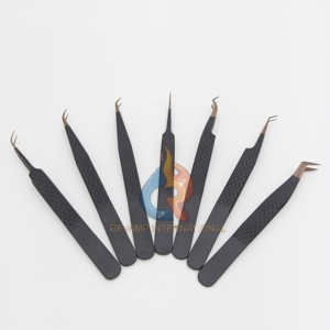 Pince à épiler diamantée manche noir or rose acier inoxydable Extension de cils durable Volume incurvé personnalisé droit pointu - Product Image 2