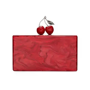 Hermoso rojo resina damas embrague bolsas