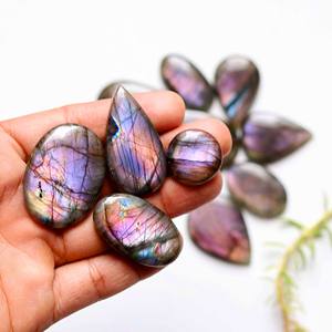 Cabujón de cristal redondo de labradorita personalizada, esfera de labradorita púrpura, colgante de labradorita negra, 12mm - Product Image 4