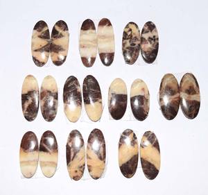 พลอย Cabochon คู่แฟนซีสำหรับทำเครื่องประดับเงิน DIY,พลอยเทียมหัวม้าลายธรรมชาติพลอยคู่ - Product Image 4